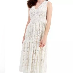 Taylor Cream Lace V-Neck Maxi Dress with Smocked Waist Sz 8 New with tag